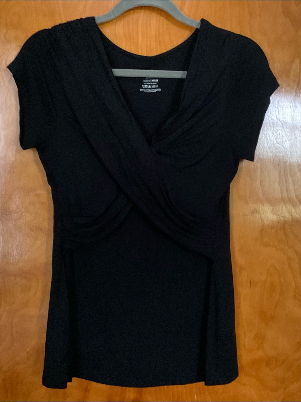 Kindred Bravely Black Twisted Surplice Short-Sleeve Top